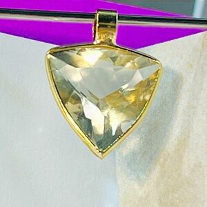 Topaz Puffy Triangle Gem Charm with 14k Gold Bezel and Fancy Thick Bail